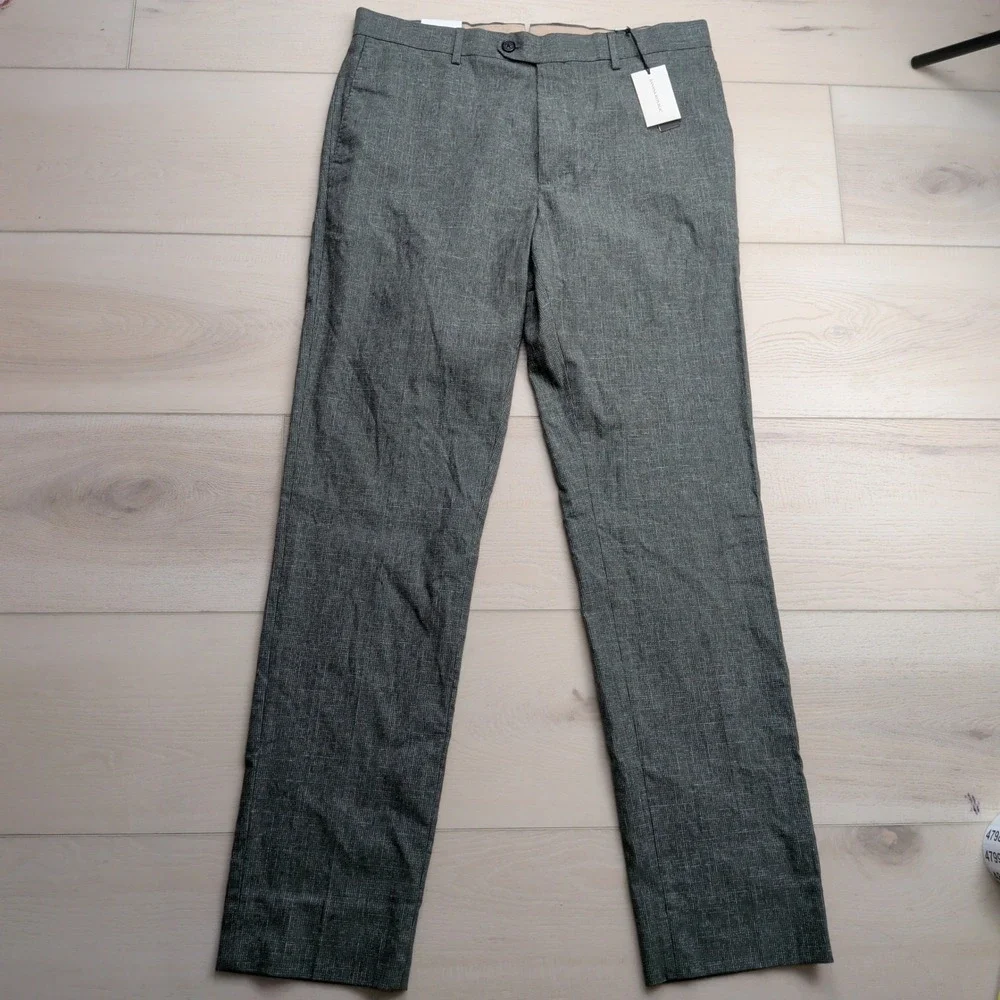 NEW Banana Republic Slim Wrinkle Resistant Dress Pants Mens 34x34‎ Gray Stretch